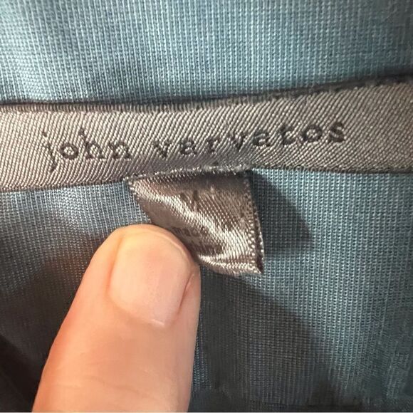 John Varvatos Mens Blue Button Down Long Sleeve Roll Tab Dress Shirt Size Medium - Picture 2 of 7